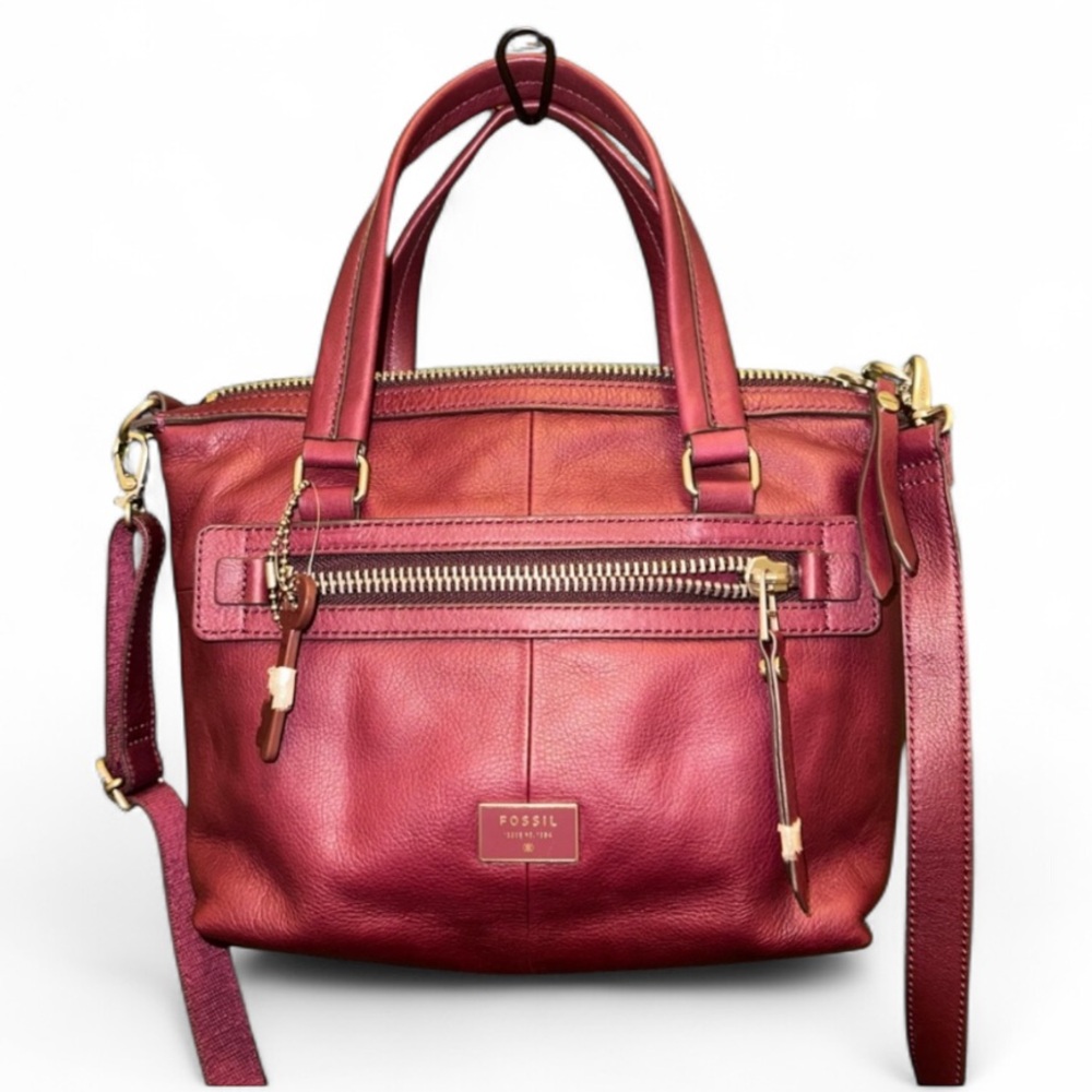 RARE Fossil Dawson Satchel Bag New With Tag Maroon Y2K Leather Purse Handbag
